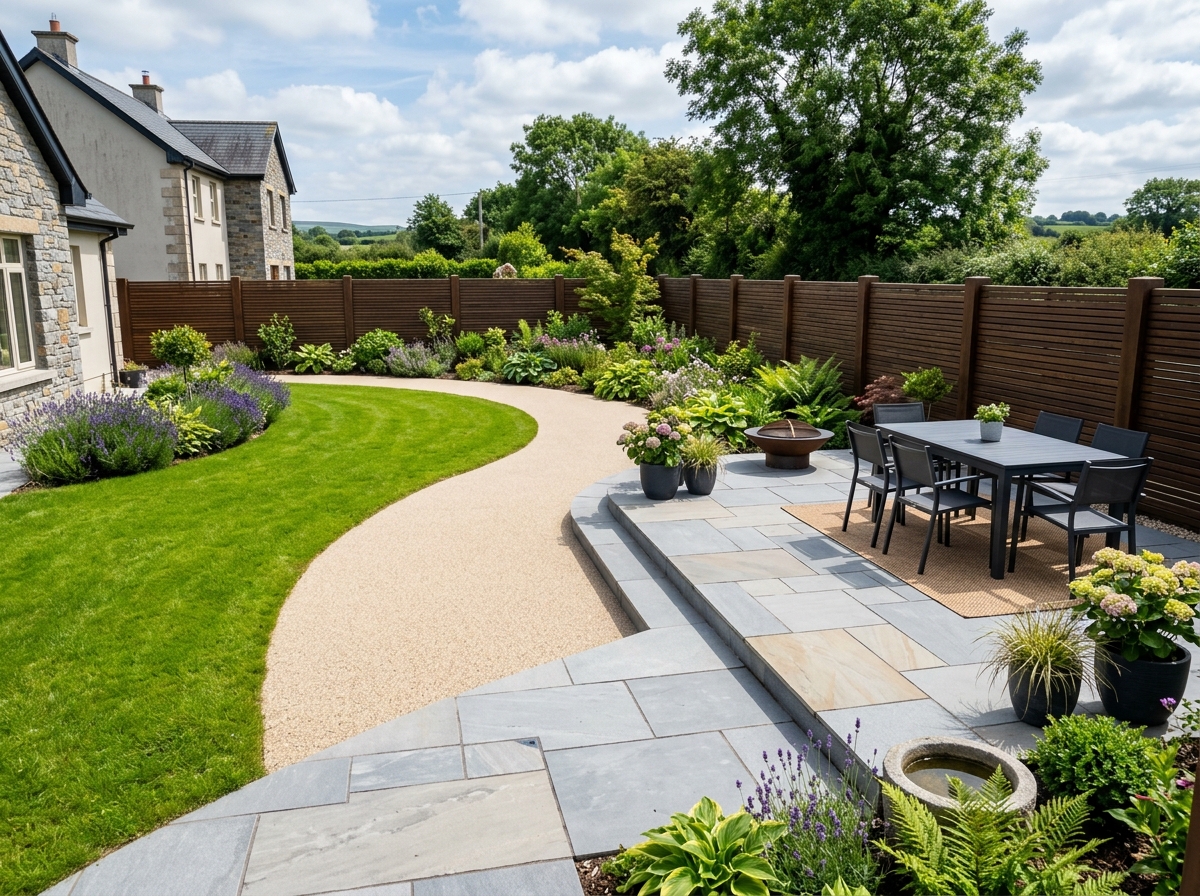Concrete kerbing and granite sett borders - Elevate Roofing & Building